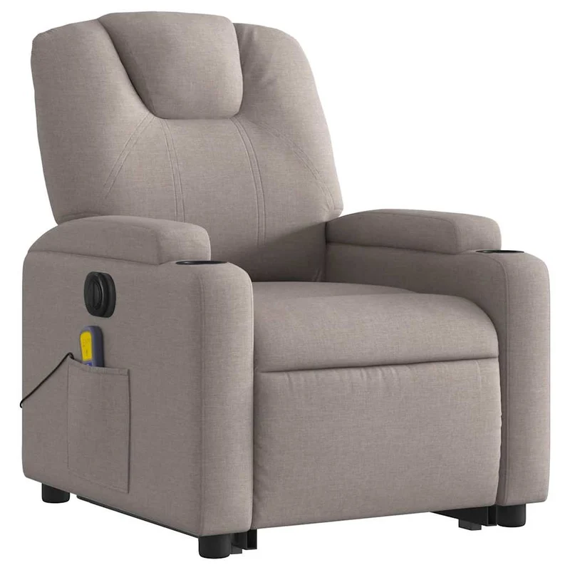 Fauteuil de relaxation fonction massage et inclinable en tissu taupe DEC027860
