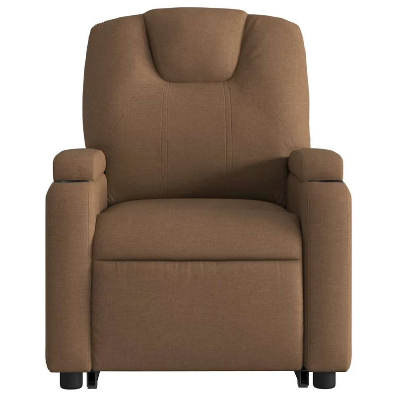 Fauteuil de relaxation fonction massage et inclinable onction de levage électrique en tissu marron DEC027795