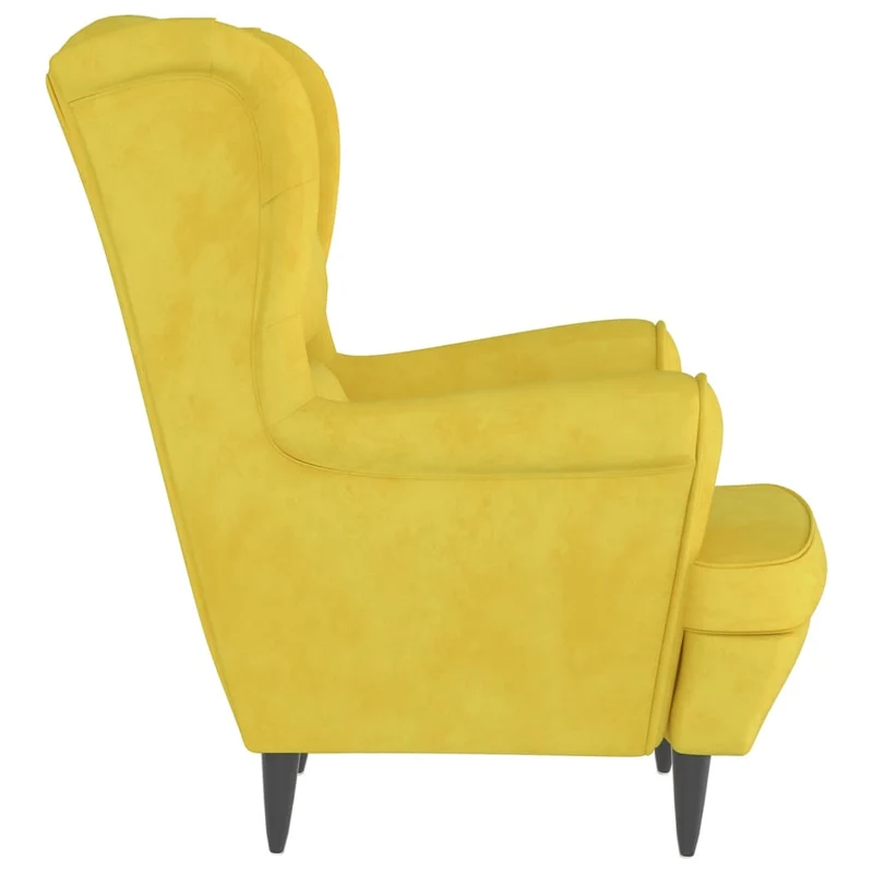 Fauteuil relax extra confort avec rebords latérals et repose-pieds en velours jaune moutarde velours DEC028694