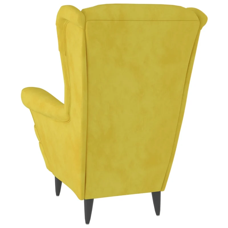 Fauteuil relax extra confort avec rebords latérals et repose-pieds en velours jaune moutarde velours DEC028694