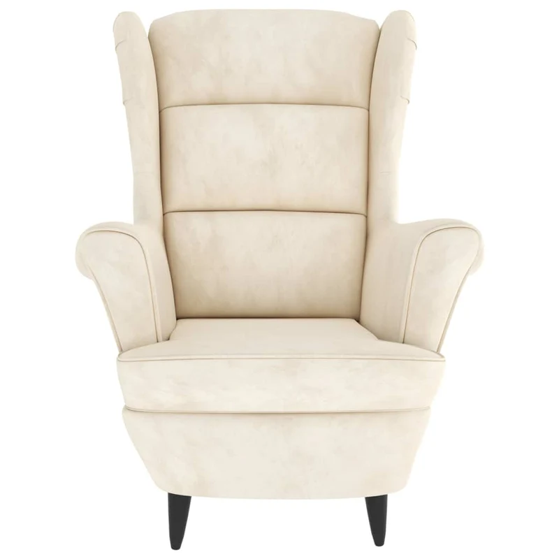 Fauteuil relax extra confort avec rebords latérals et repose-pieds en velours crème DEC028691