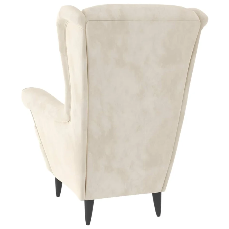 Fauteuil relax extra confort avec rebords latérals et repose-pieds en velours crème DEC028691