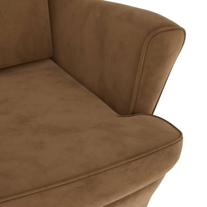 Fauteuil lounge extra confort design et moderne en velours marron DEC028645
