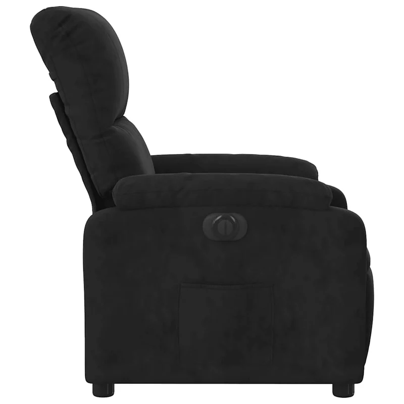 Fauteuil relax TV fonction d'inclinaison électrique très confortable en tissu microfibre noir DEC028511
