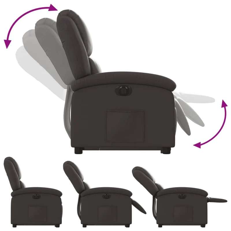 Fauteuil relax TV fonction de levage électrique très confortable en cuir véritable marron DEC028396