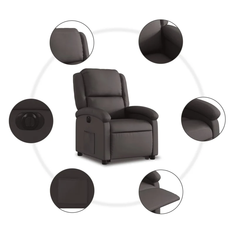 Fauteuil relax TV fonction de levage électrique très confortable en cuir véritable marron DEC028396