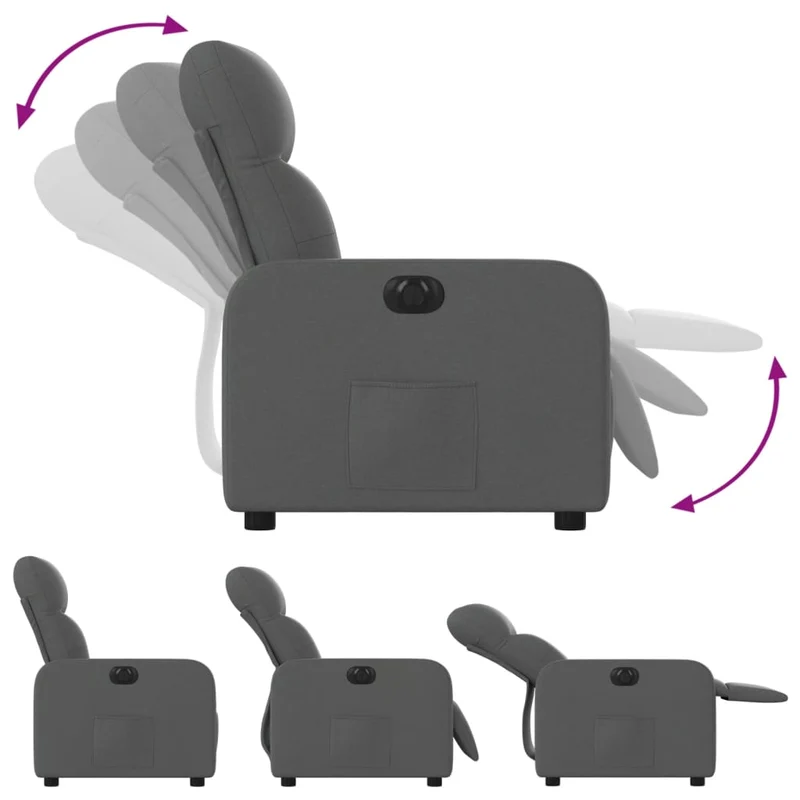 Fauteuil relax TV fonction d'inclinaison électrique très confortable en tissu gris foncé DEC028348