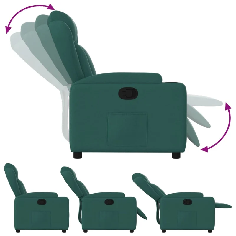 Fauteuil relax TV rembourrage confortable fonction d'inclinaison manuelle en tissu vert foncé DEC028219