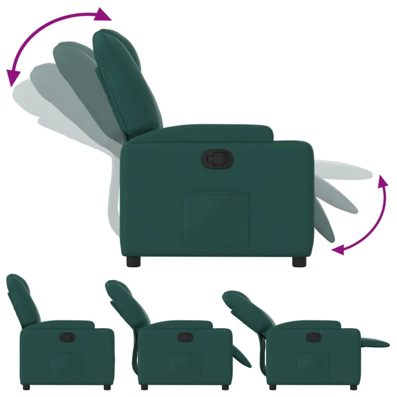 Fauteuil relax TV rembourrage confortable fonction d'inclinaison manuelle en tissu vert foncé DEC028218
