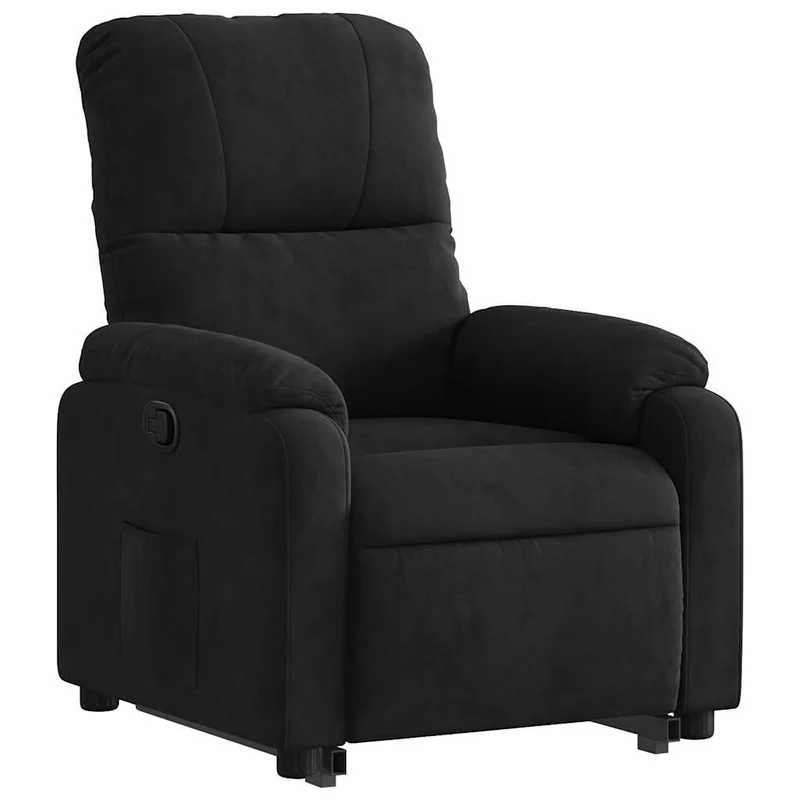 Fauteuil relax TV rembourrage confortable fonction de levage électrique en tissu microfibre noir DEC028123