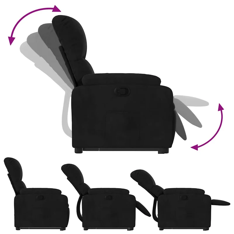 Fauteuil relax TV rembourrage confortable fonction de levage électrique en tissu microfibre noir DEC028123