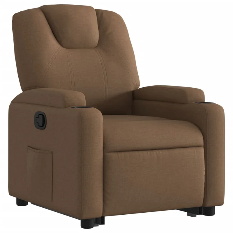 Fauteuil relax TV rembourrage confortable fonction de levage électrique en tissu marron DEC028055