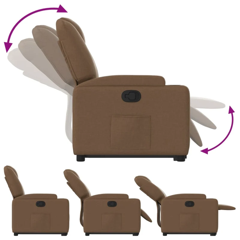 Fauteuil relax TV rembourrage confortable fonction de levage électrique en tissu marron DEC028055