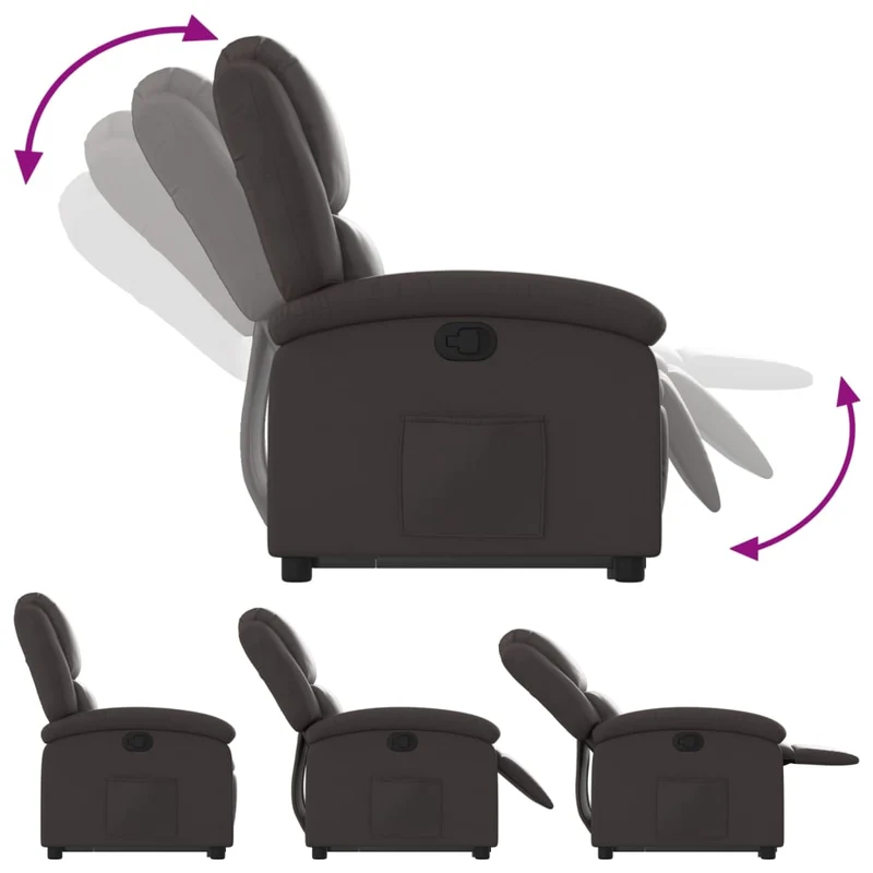Fauteuil relax TV rembourrage confortable fonction de levage électrique en cuir véritable marron DEC027992