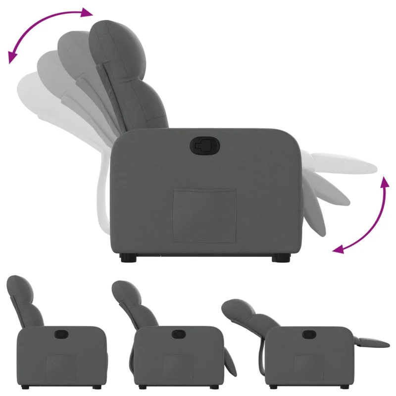 Fauteuil relax TV rembourrage confortable fonction de levage électrique en tissu gris foncé DEC027960