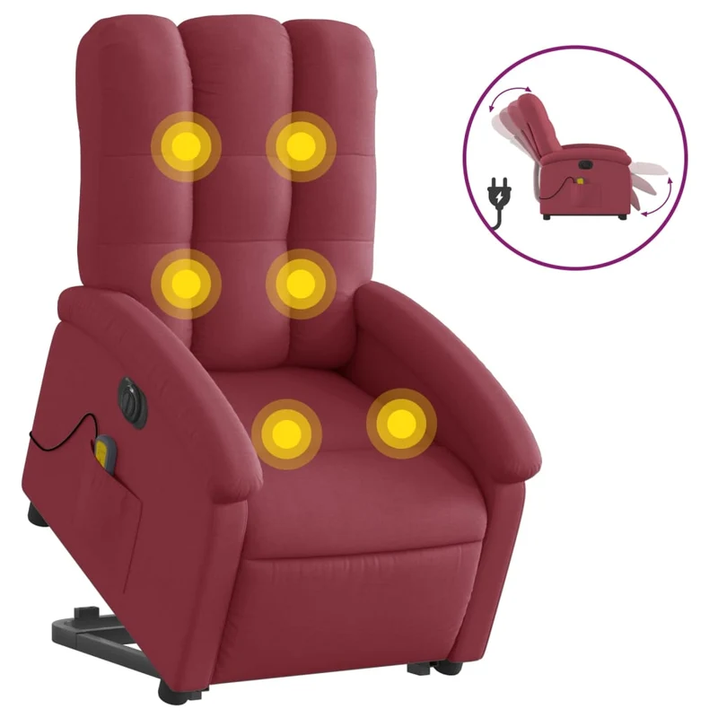 Fauteuil de relaxation fonction massage et inclinable en tissu rouge bordeaux DEC027849