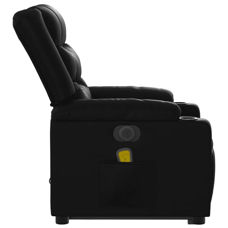 Fauteuil de relaxation fonction massage et inclinable fonction de levage électrique en PVC noir DEC027807