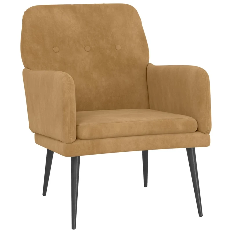 Fauteuil lounge design et moderne avec accoudoirs 62 x 79 x 79 cm en velours marron DEC028631