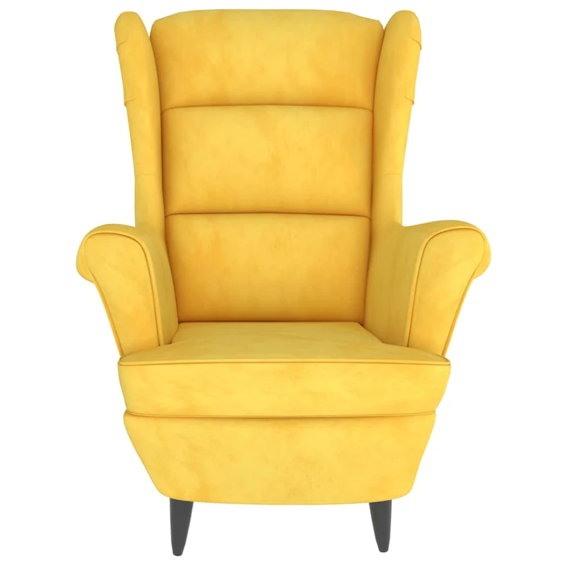 Fauteuil lounge design et moderne extra confort en velours jaune moutarde DEC028626