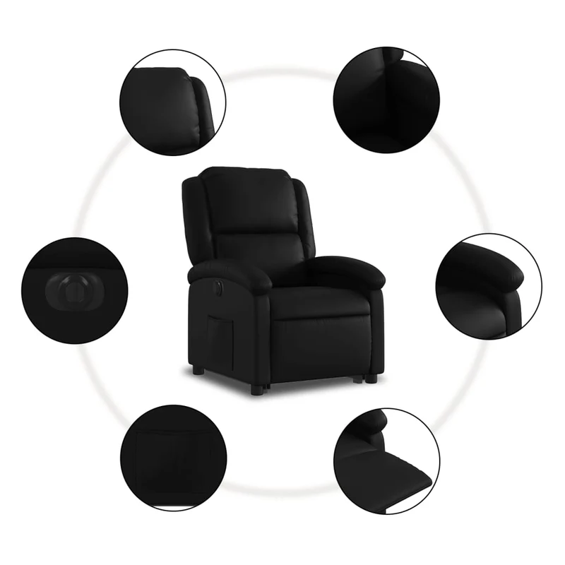 Fauteuil relax TV fonction de levage électrique très confortable en PVC noir DEC028478