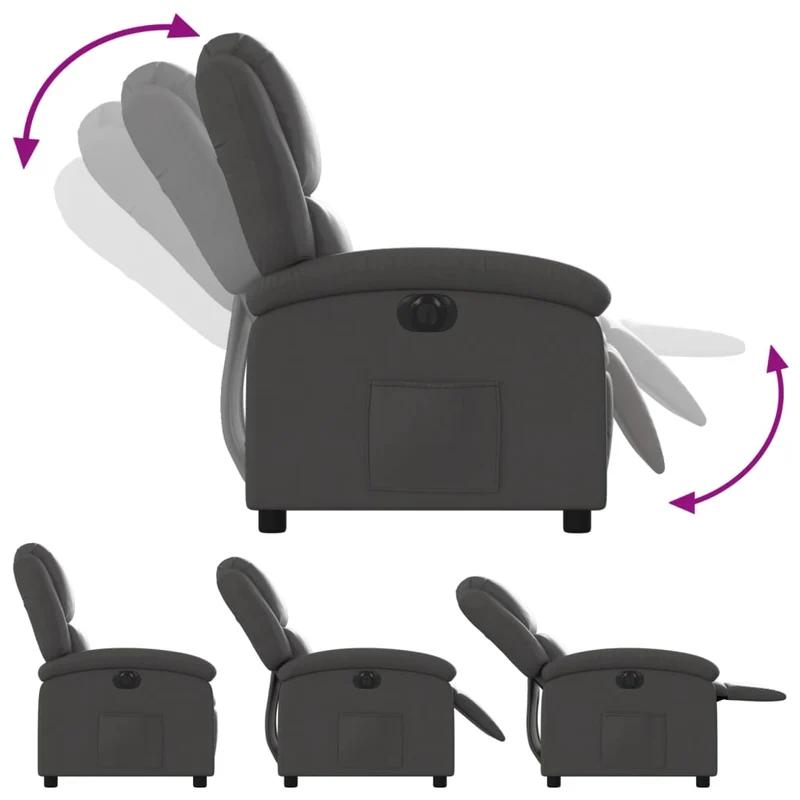 Fauteuil relax TV fonction d'inclinaison électrique très confortable en cuir véritable gris DEC028336