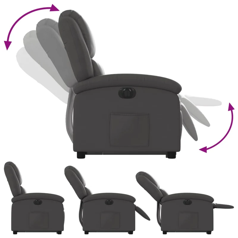 Fauteuil relax TV fonction de levage électrique très confortable en gris cuir véritable DEC028335