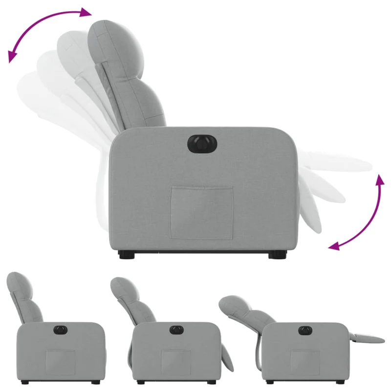 Fauteuil relax TV fonction de levage électrique très confortable en tissu gris clair DEC028323