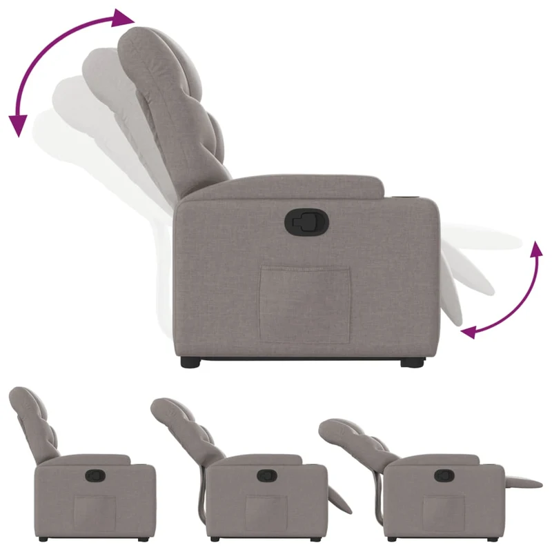 Fauteuil relax TV rembourrage confortable fonction de levage électrique en tissu taupe DEC028190