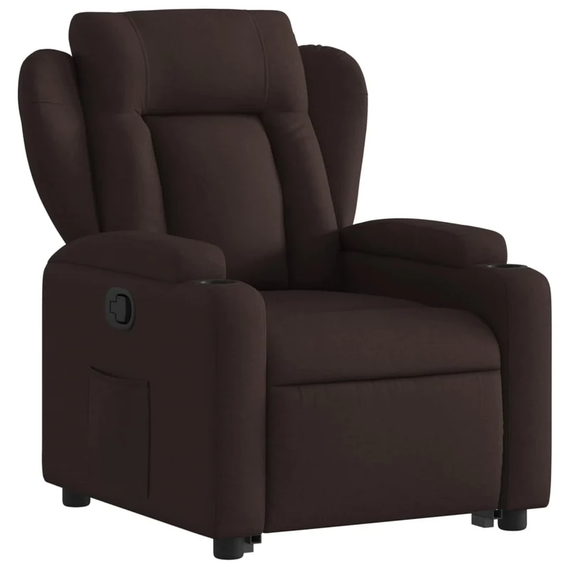 Fauteuil relax TV rembourrage confortable fonction de levage électrique en tissu marron foncé DEC028002