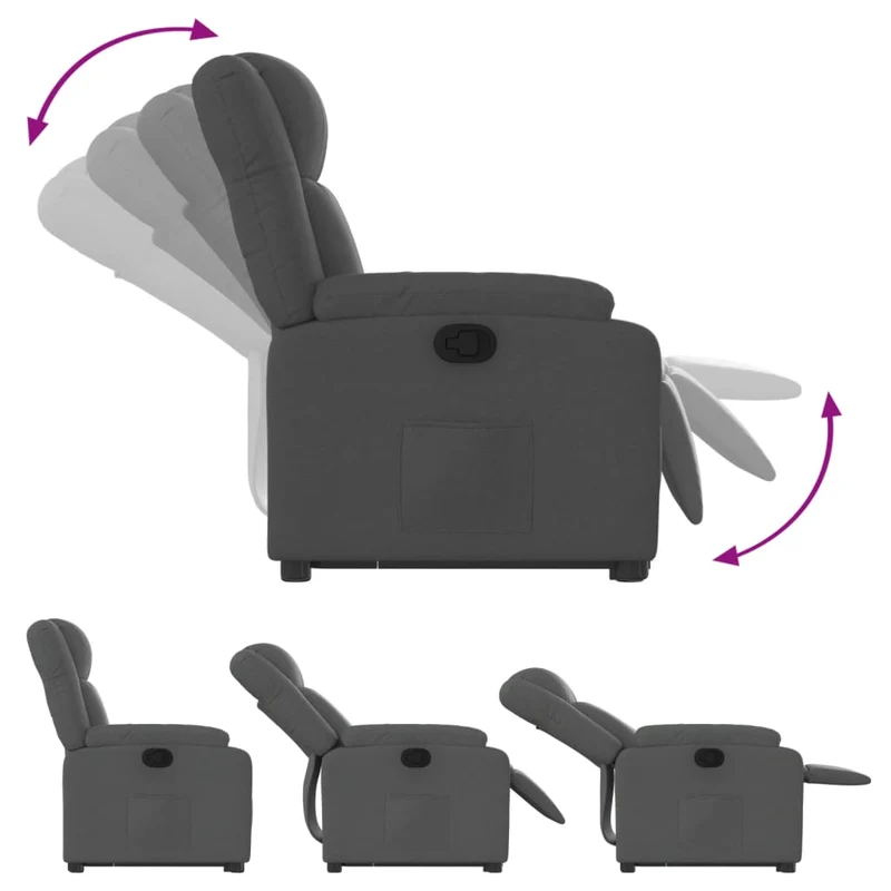 Fauteuil relax TV rembourrage confortable fonction de levage électrique en tissu gris foncé DEC027932