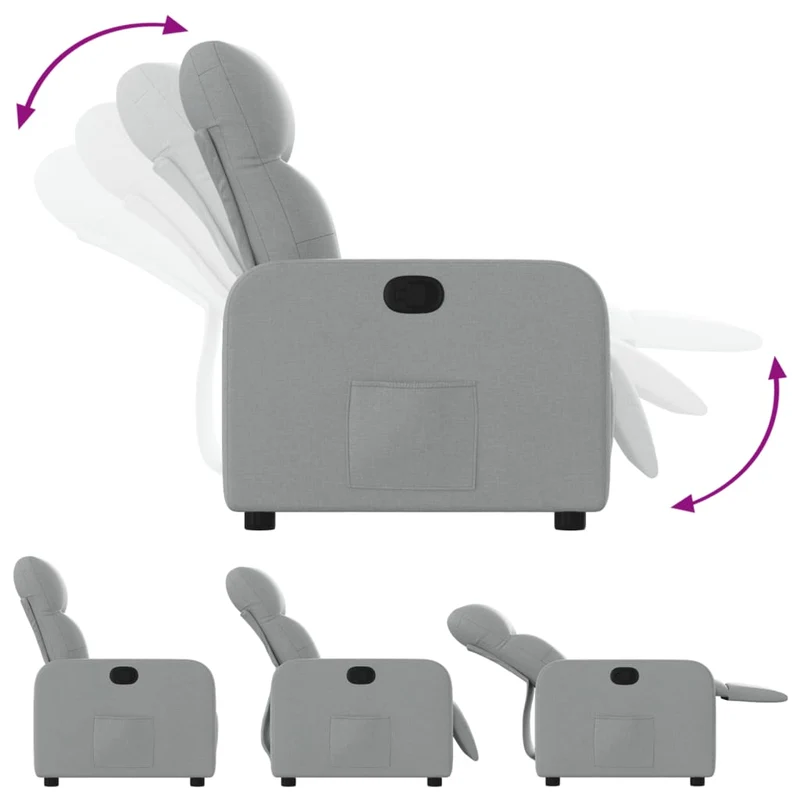 Fauteuil relax TV rembourrage confortable fonction d'inclinaison manuelle en tissu gris clair DEC027916