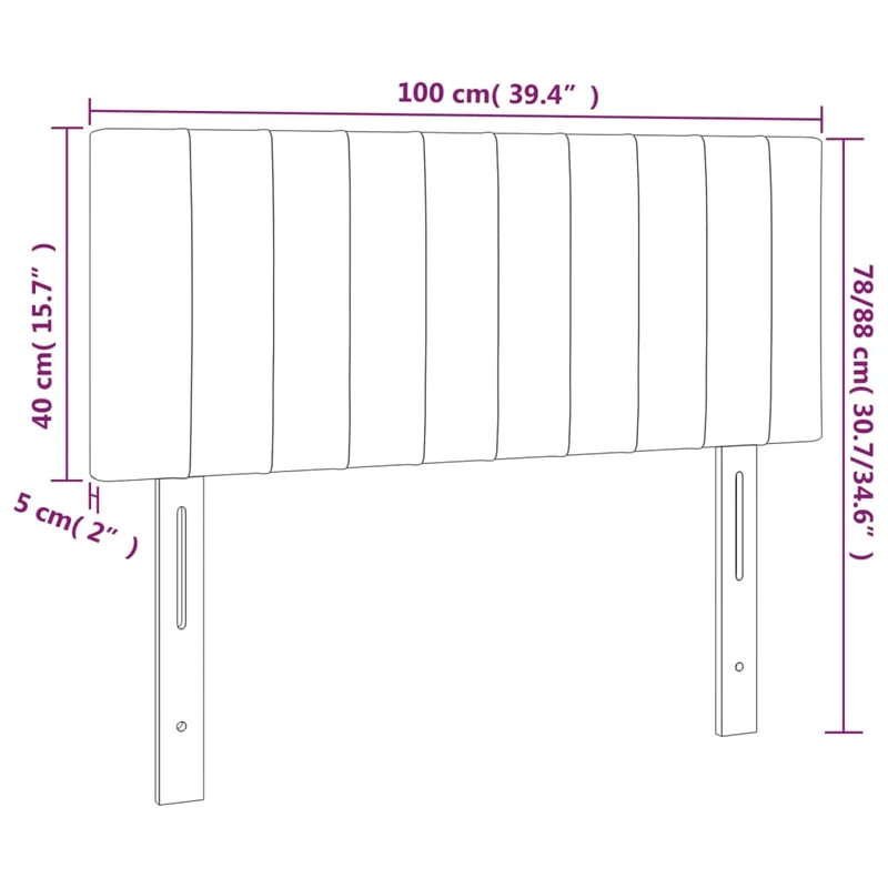 Tête de lit accessoire couchage chambre à coucher meuble 100 x 5 x 78/88 cm tissu noir TDL0202396
