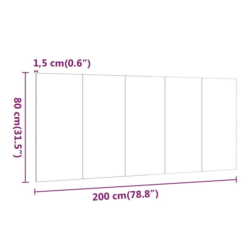 Tête de lit accessoire couchage chambre à coucher meuble 200 x 1,5 x 80 cm MDF gris TDL0202016