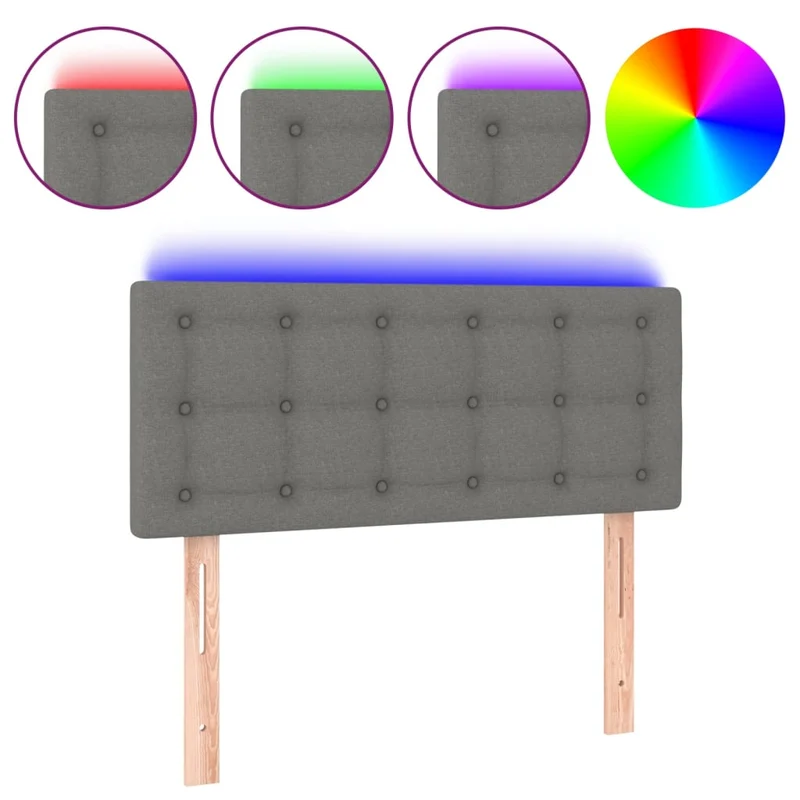 Tête de lit accessoire couchage chambre à coucher meuble à LED 80 x 5 x 78/88 cm tissu gris foncé TDL0201037