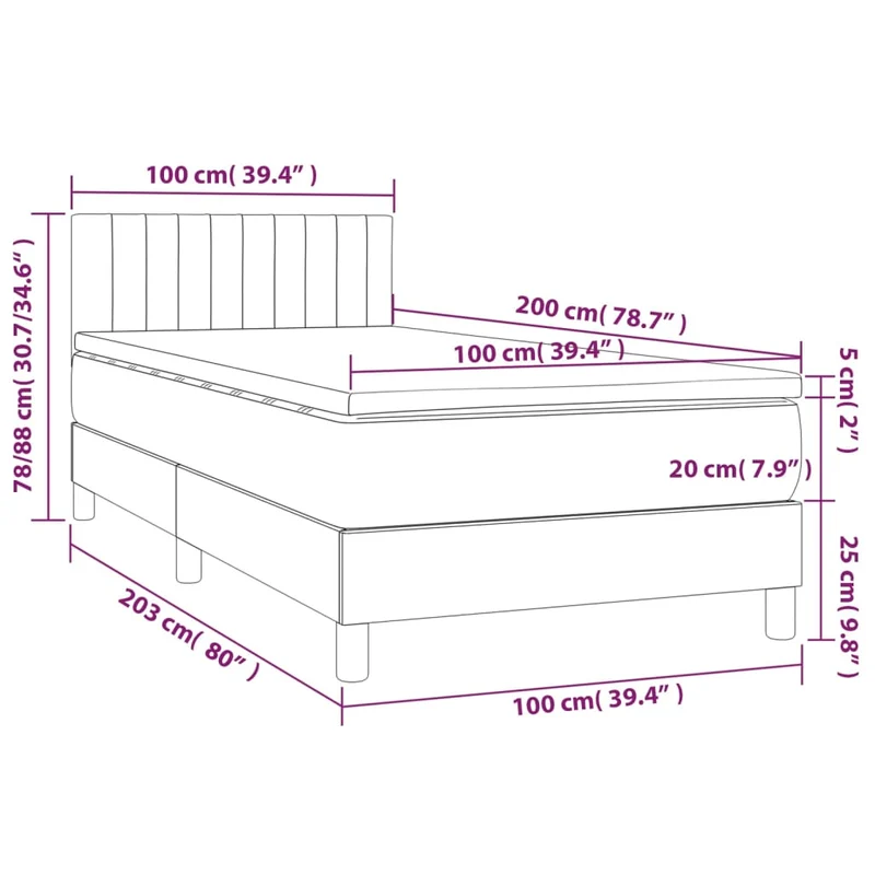 Cadre de lit LED avec sommier tête de lit matelas surmatelas 100x200 cm tissu gris clair TDL0207925