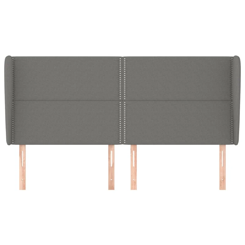 Tête de lit accessoire couchage chambre à coucher meuble avec rebord latéral 203 x 23 x 118/128 cm tissu gris foncé TDL0204931