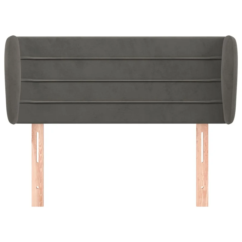 Tête de lit accessoire couchage chambre à coucher meuble avec rebord latéral 93 x 23 x 78/88 cm tissu velours gris foncé TDL0204841