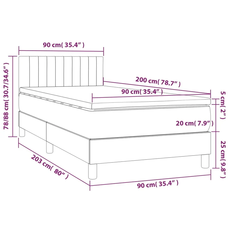 Cadre de lit LED avec sommier tête de lit matelas 90x200cm tissu gris foncé TDL0209374