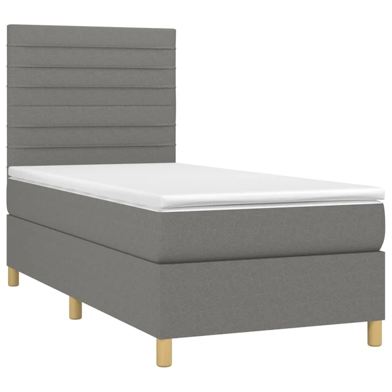 Cadre de lit LED avec sommier tête de lit matelas 90x200cm tissu gris foncé TDL0209369