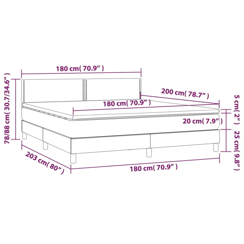 Cadre de lit LED avec sommier tête de lit matelas 180x200 cm tissu noir TDL0209163
