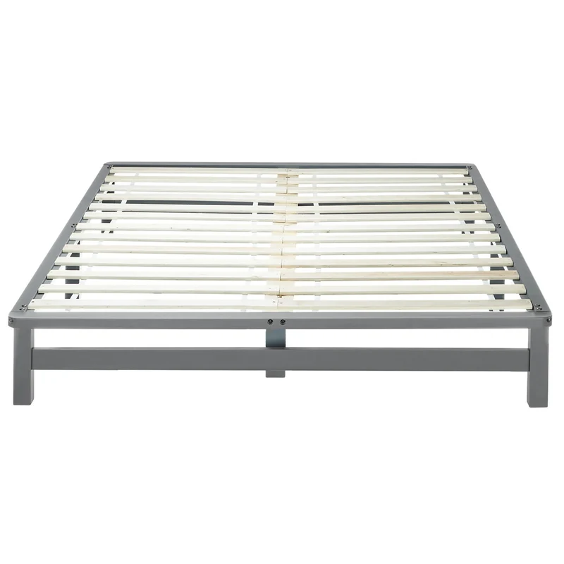 Lit design palette avec sommier à lattes 140x200 cm en bois massif gris LIT06222
