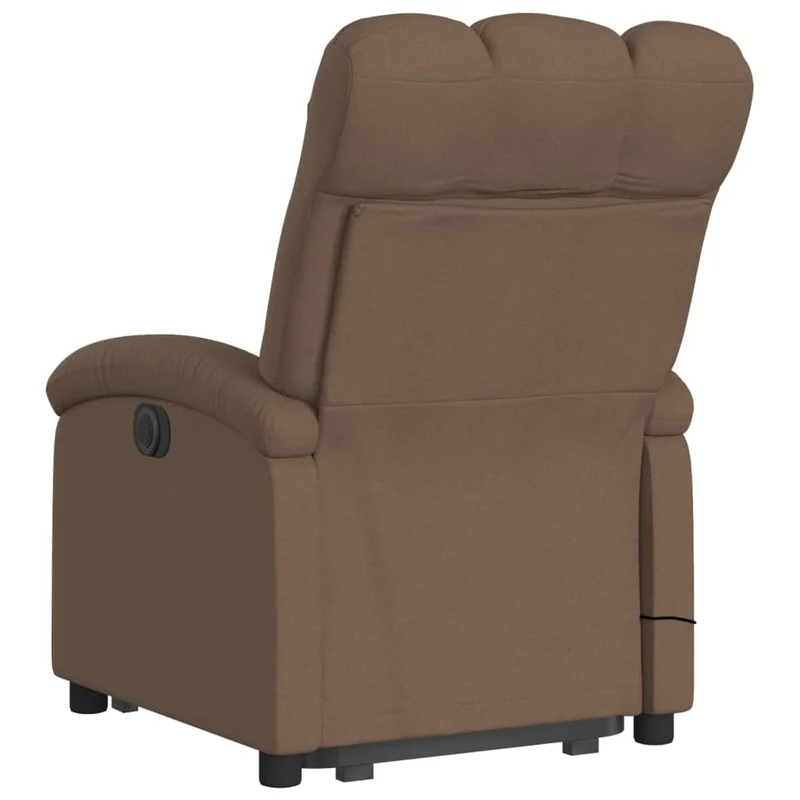 Fauteuil de relaxation fonction massage et inclinable fonction de levage électrique en tissu marron DEC027790