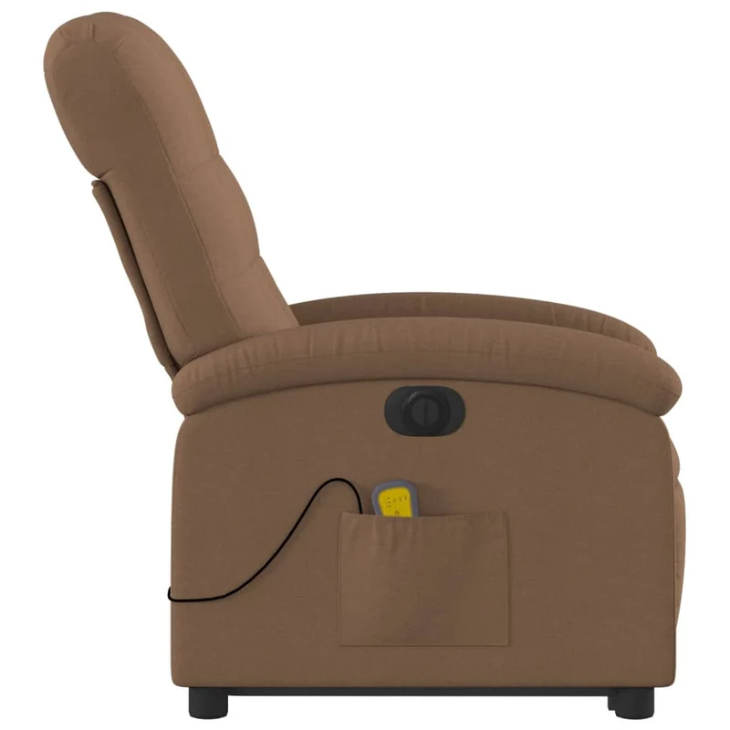 Fauteuil de relaxation fonction massage et inclinable fonction de levage électrique en tissu marron DEC027790