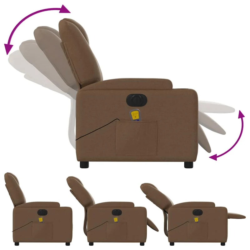Fauteuil de relaxation fonction massage et inclinable 6 points de massage en tissu marron DEC027787