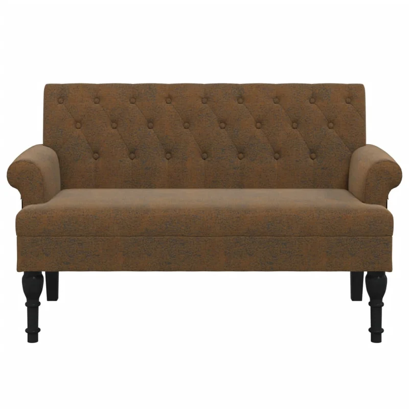 Banquette banc avec dossier capitonné 120 x 62 x 75,5 cm PVC aspect daim brun DEC024653
