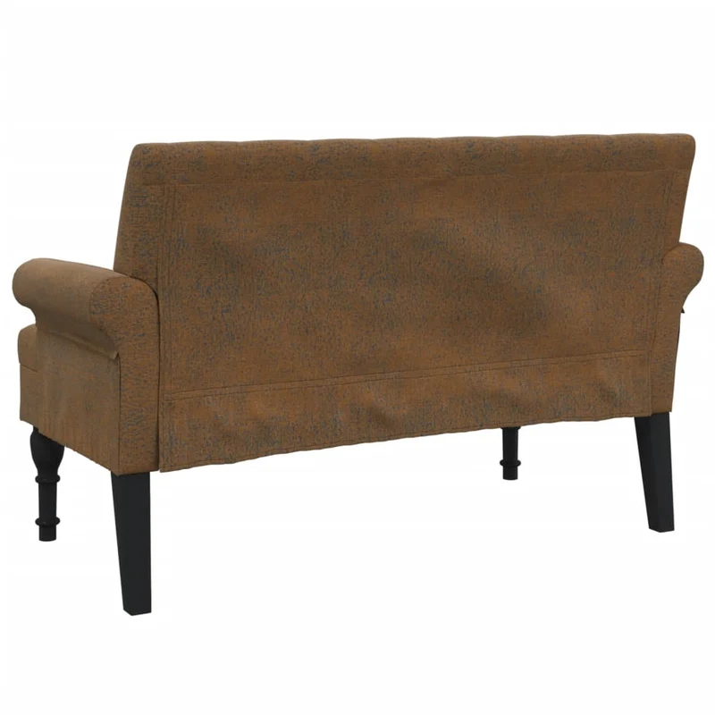 Banquette banc avec dossier capitonné 120 x 62 x 75,5 cm PVC aspect daim brun DEC024653