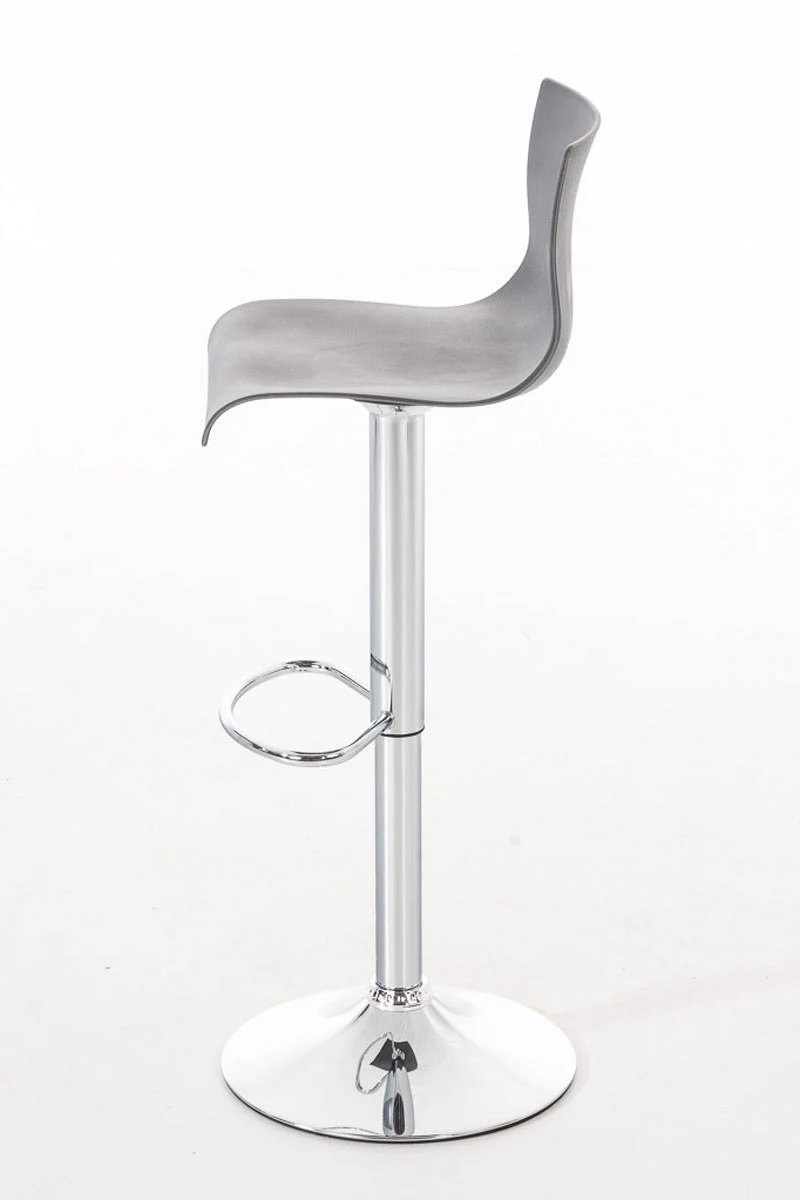Set de 2 tabourets de bar avec repose-pieds eb métal chromé siège en plastique gris 10_0004186