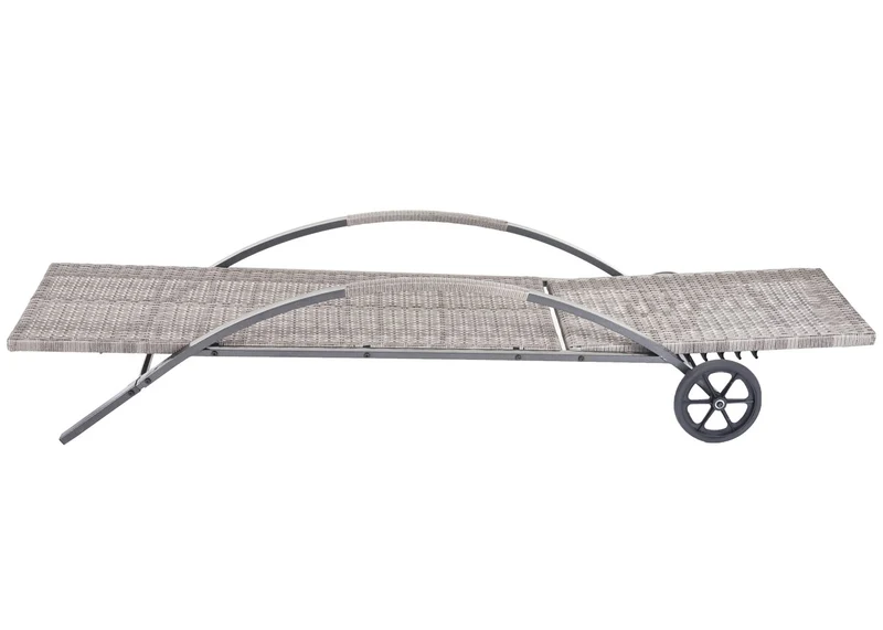 Ensemble de 2 chaises longues bain de soleil transat de jardin avec petite table polyrotin gris coussins gris 04_0002963