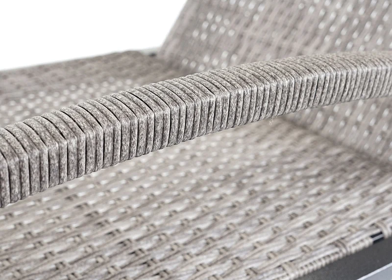 Ensemble de 2 chaises longues bain de soleil transat de jardin avec petite table polyrotin gris coussins gris 04_0002963