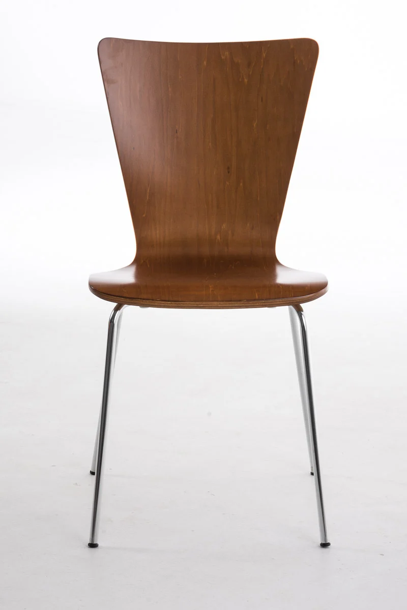 Lot de 2 chaises de cuisine salle à manger empilable en bois marron et structure stable à quatre pieds en métal 10_0003081